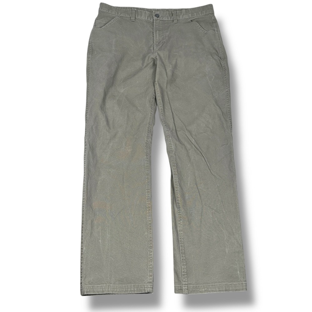 Free Fly Canvas Field Pants Men's 36 x 32 Olive Green Cotton Pockets Chino